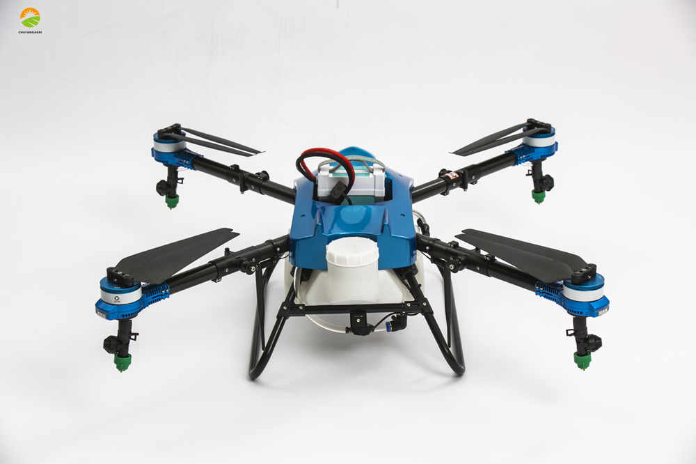 Drone spray with pesticides, chemical fertilizers, organic foliage